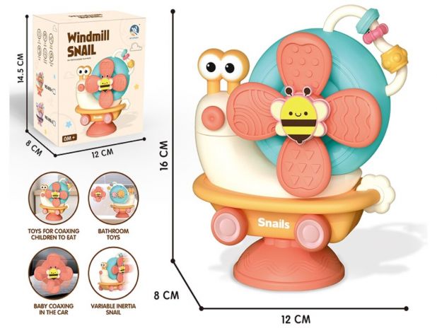 Edukacyjny Sensoryczny ŚLIMAK 4w1 Spiner Przyssawka 909-1